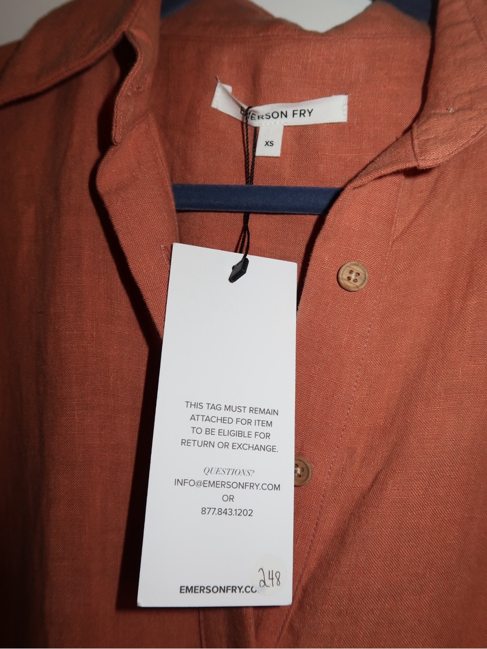 Emerson Fry Rust Button-Front Midi Shirt Dress - Picture 3 of 3
